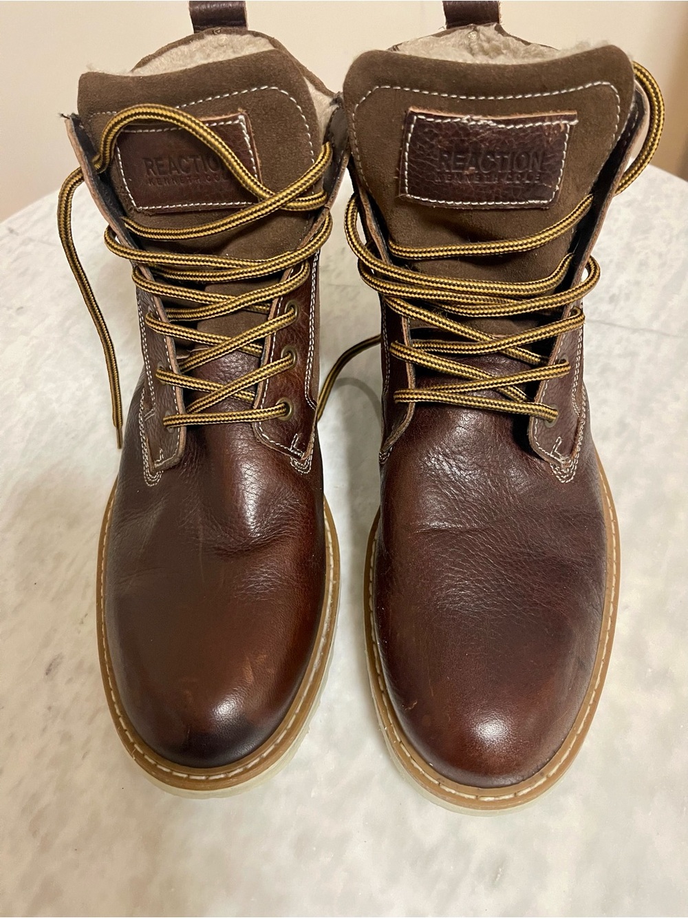 Kenneth Cole Reaction Dark Brown Leather Lace-Up Boots